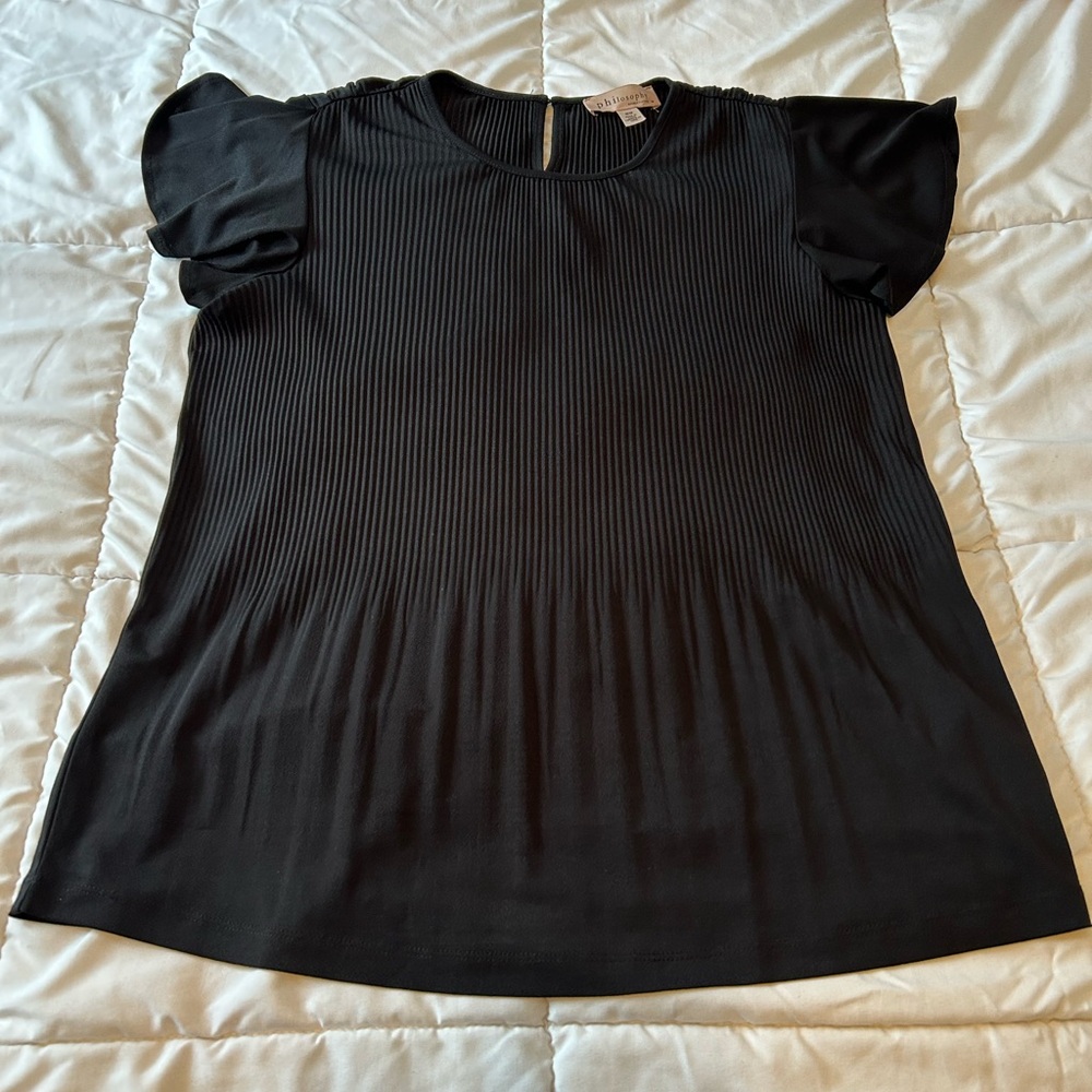 Philosophy Black Pleated Blouse